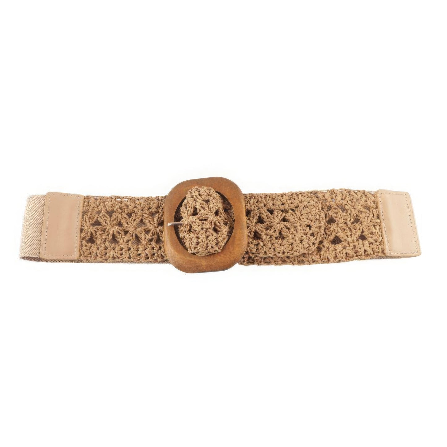 Crochet Wood Buckle Elastic Belt JoySkyBoutique