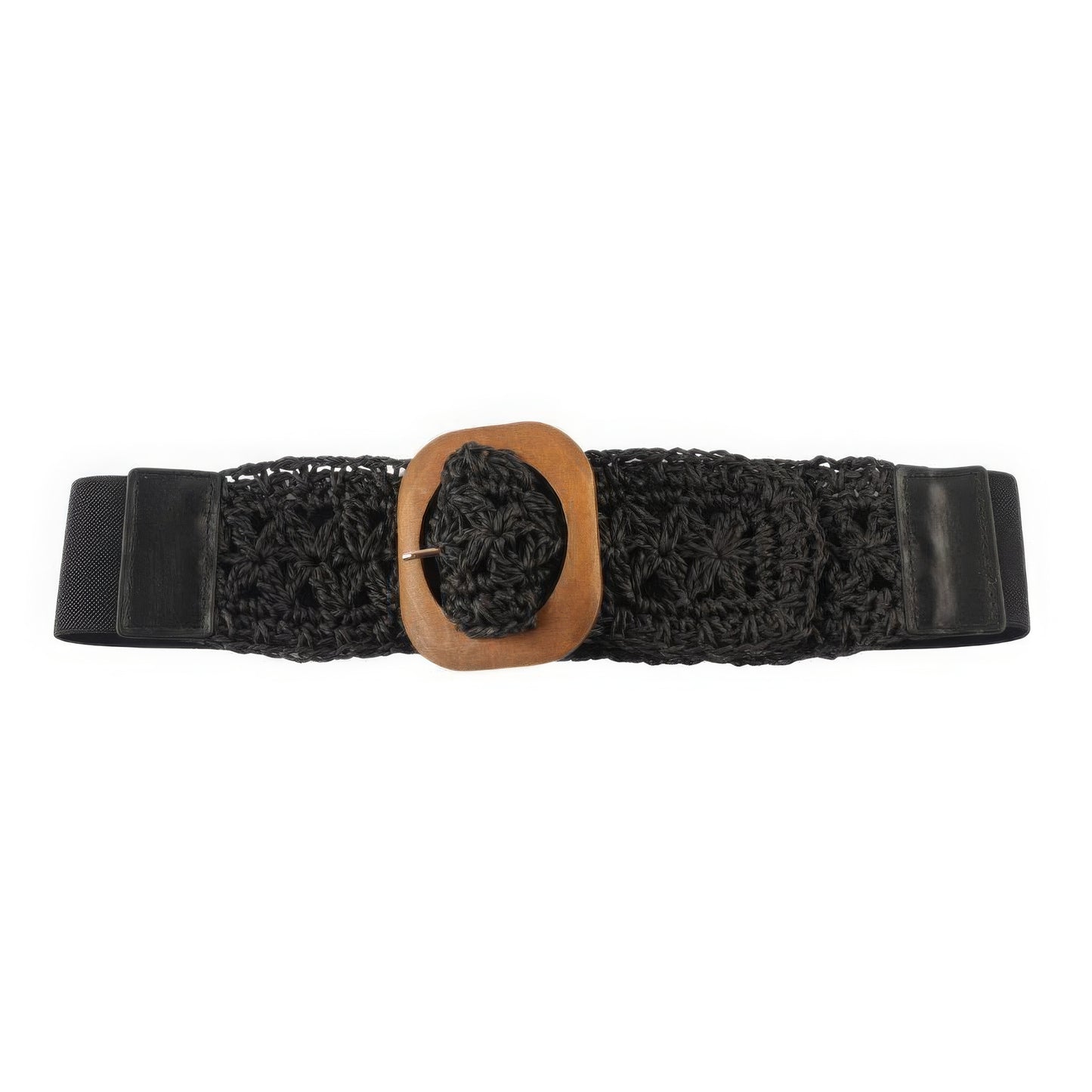 Crochet Wood Buckle Elastic Belt JoySkyBoutique