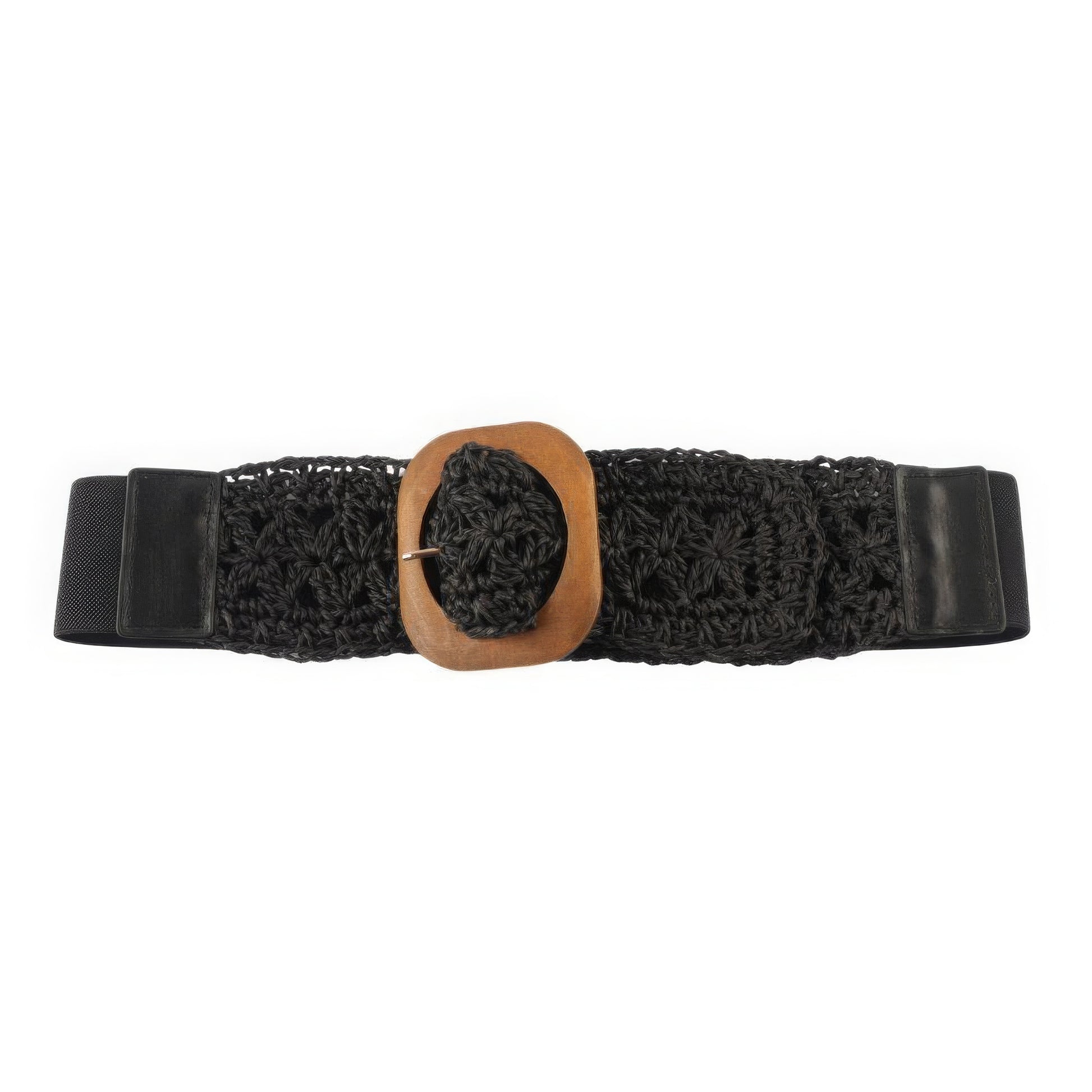 Crochet Wood Buckle Elastic Belt JoySkyBoutique