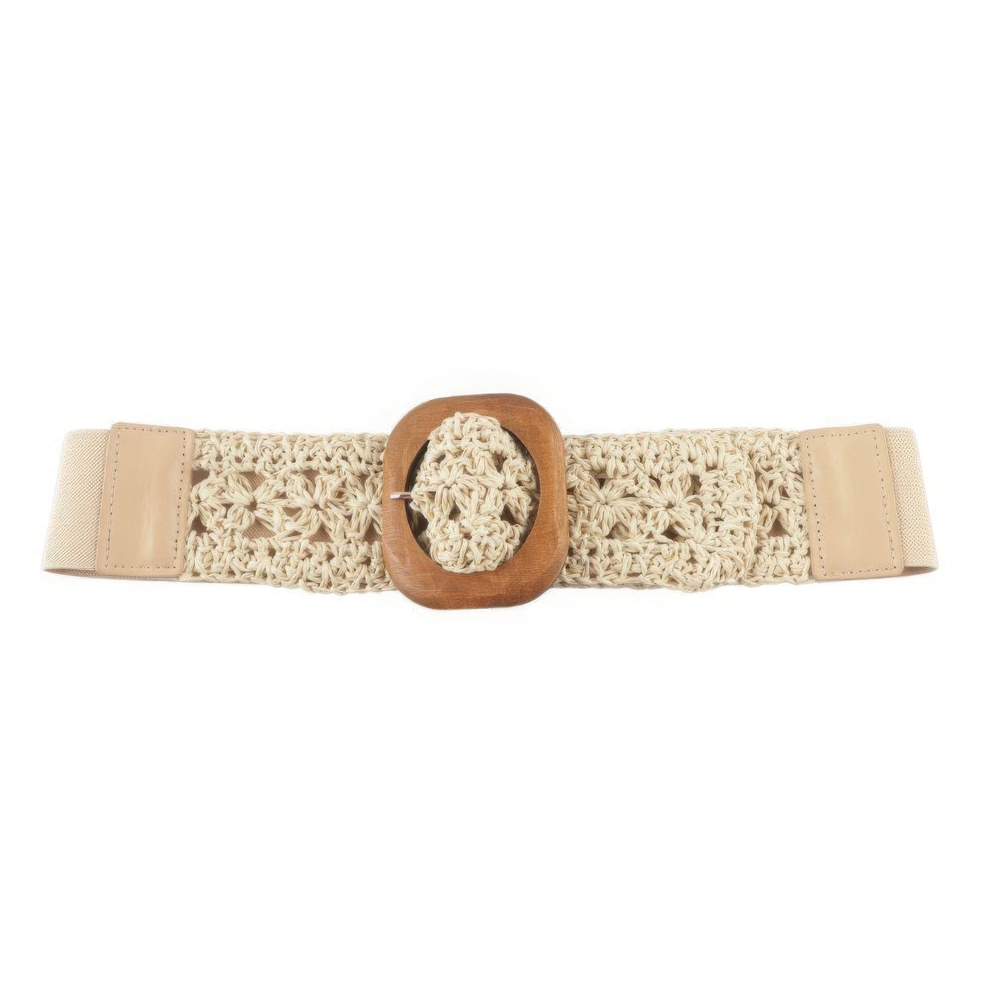 Crochet Wood Buckle Elastic Belt JoySkyBoutique