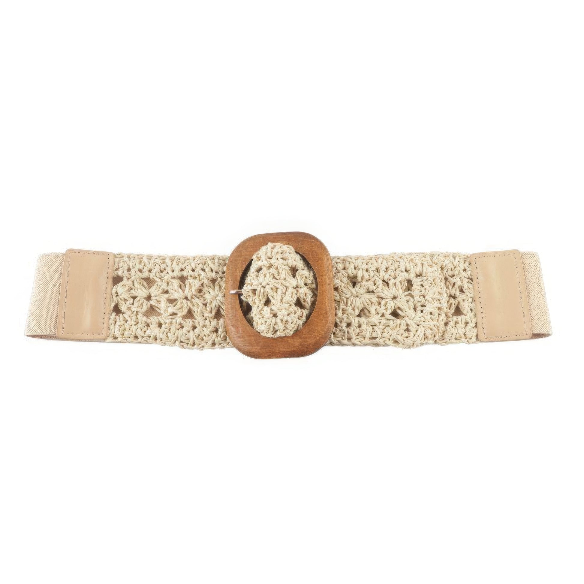 Crochet Wood Buckle Elastic Belt JoySkyBoutique