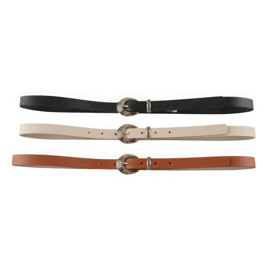 Metal U Buckle Skinny Belt 3 Pc Set JoySkyBoutique