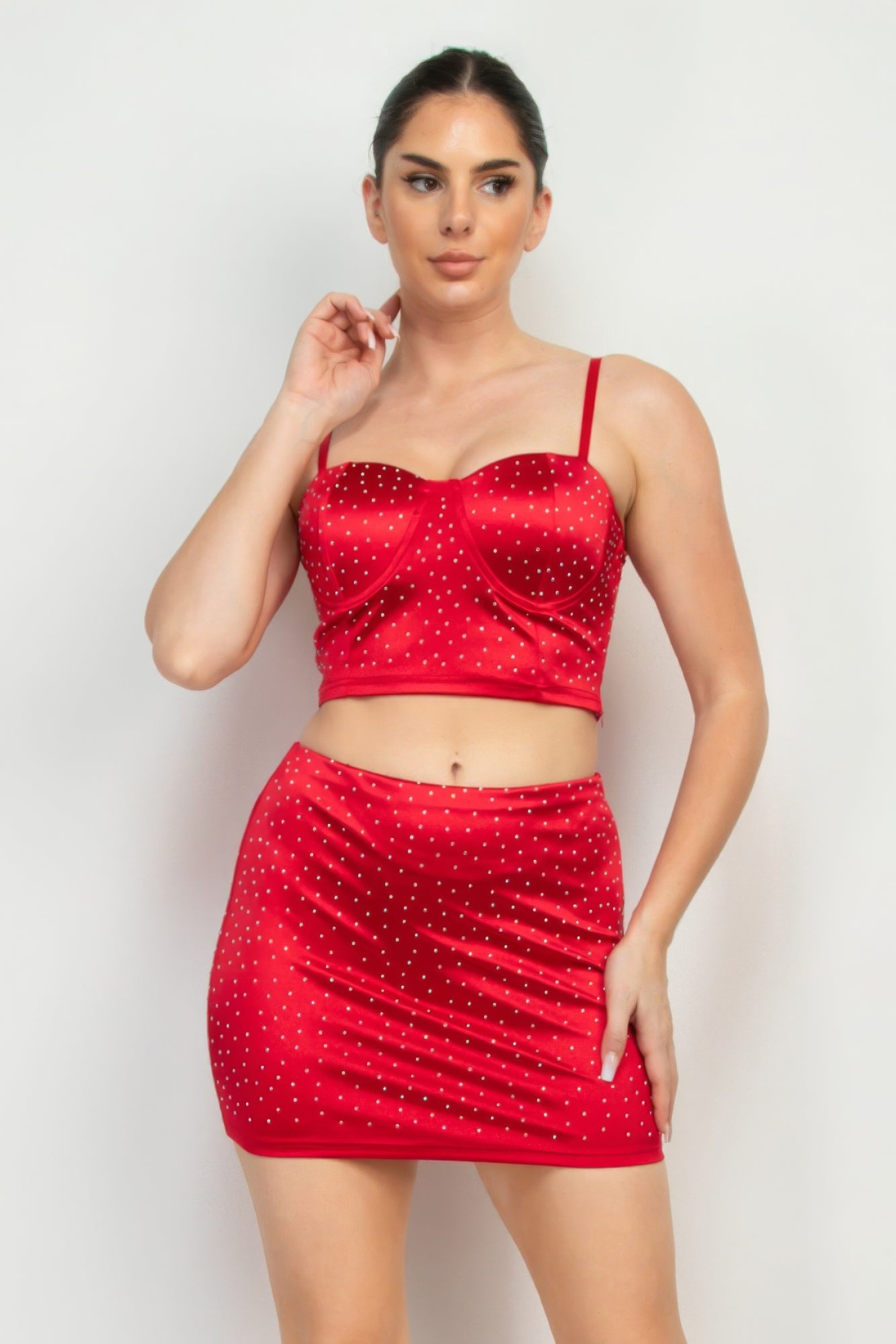 Sweetheart Bustier Rhinestones Crop Top JoySkyBoutique