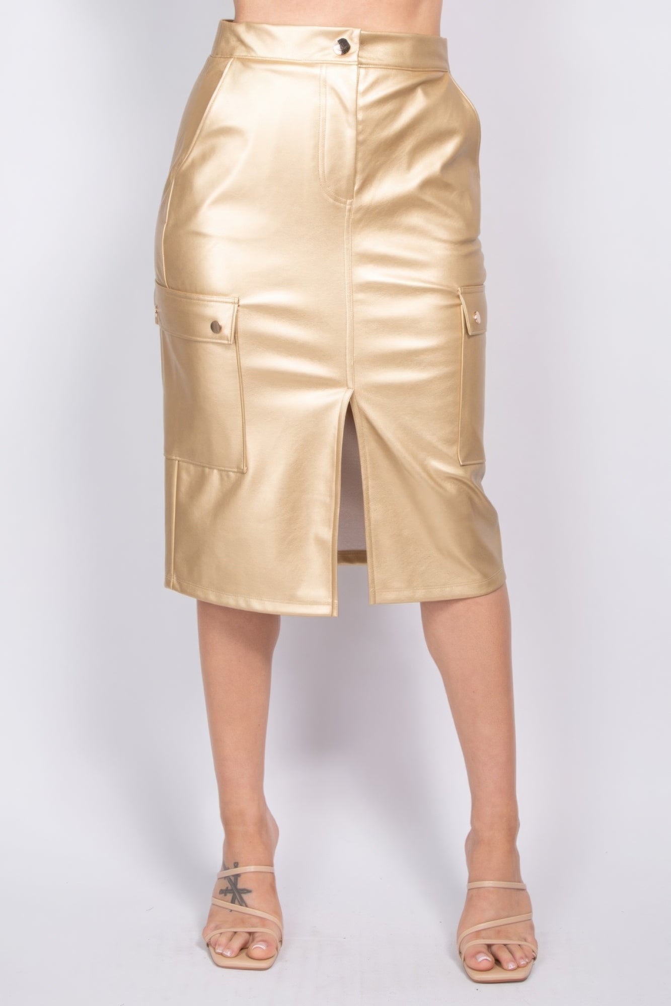 Faux Leather High-rise Cargo Skirt JoySkyBoutique