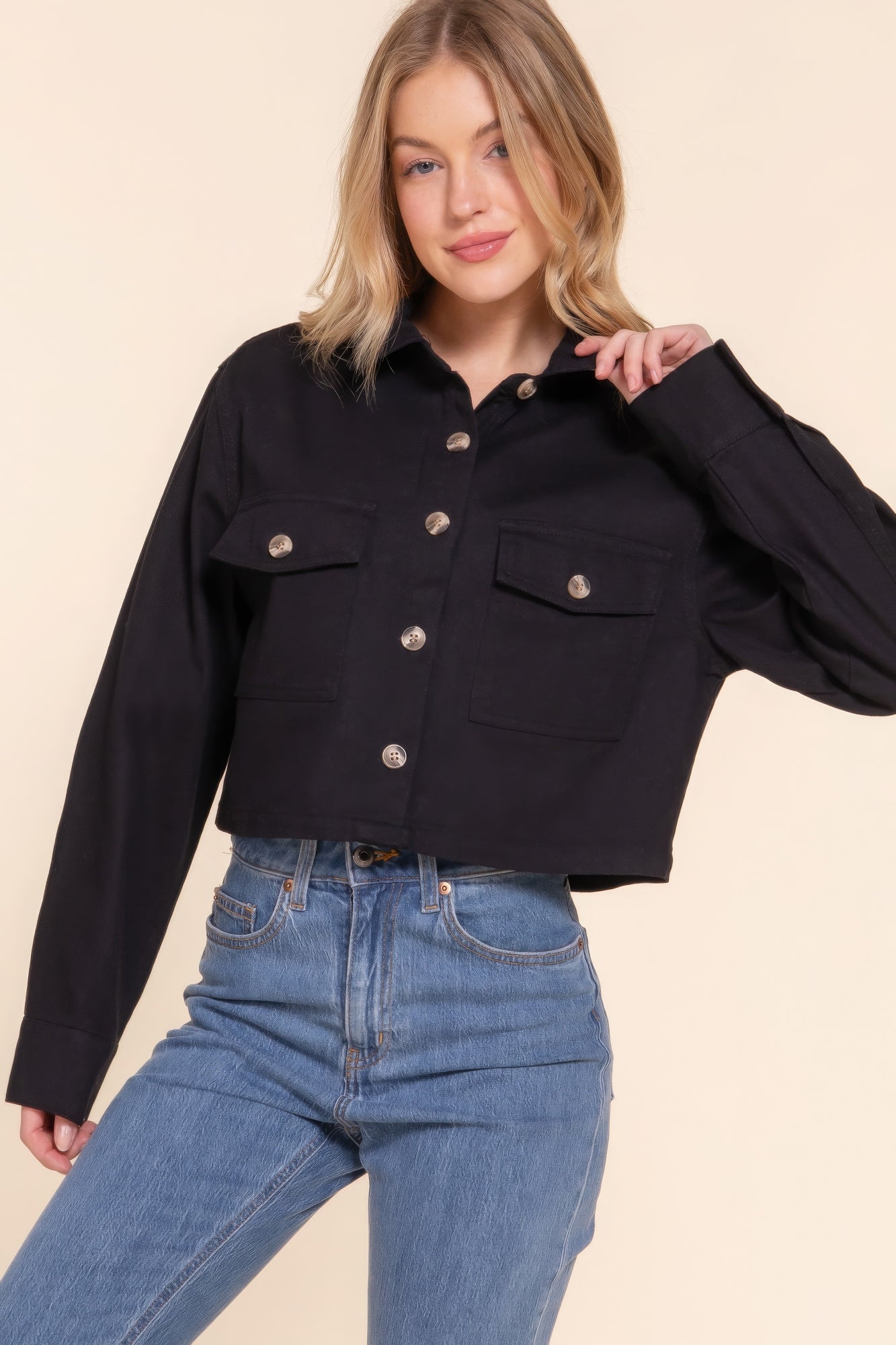 Cotton Twill Short Shacket JoySkyBoutique