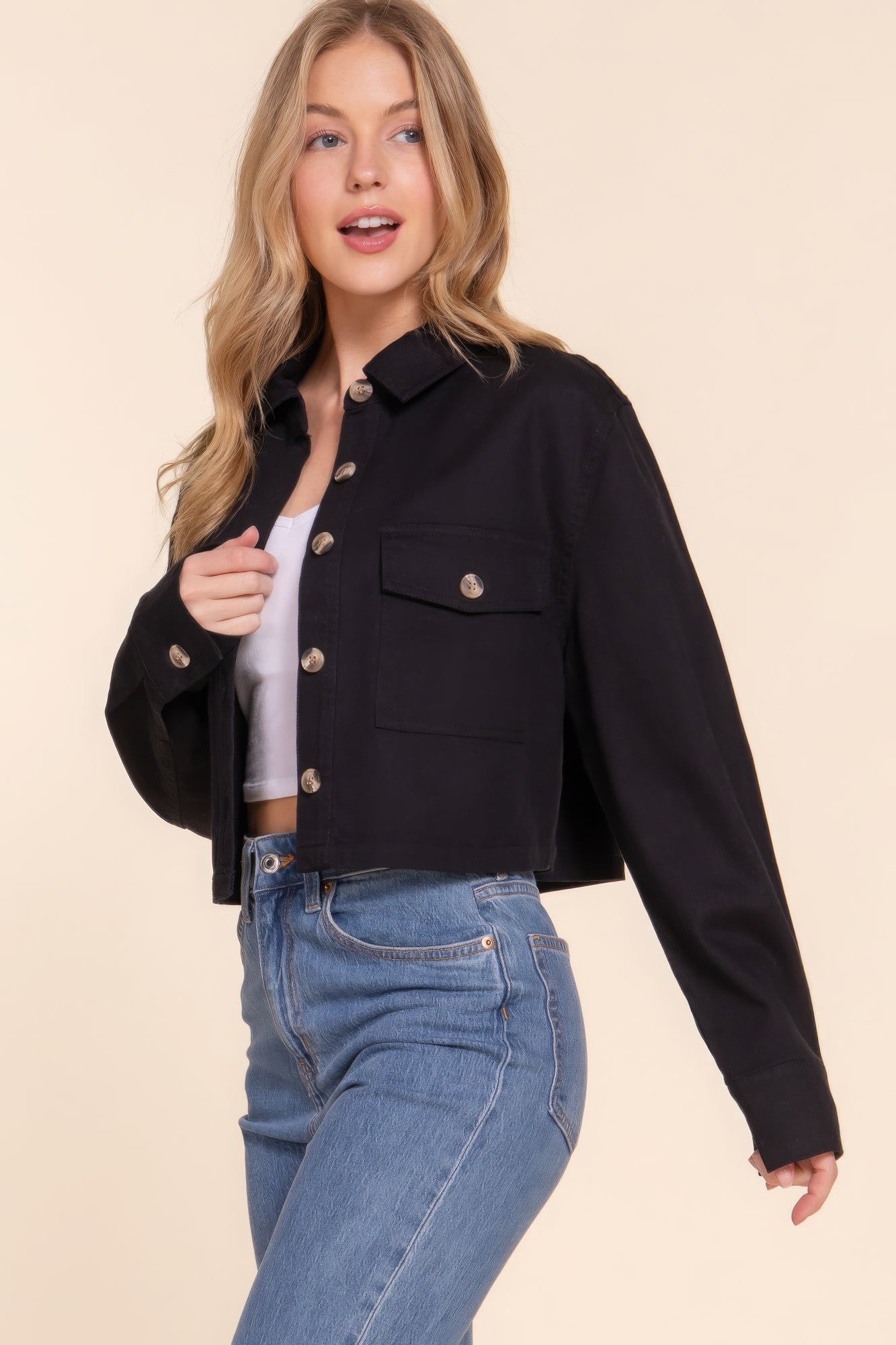 Cotton Twill Short Shacket JoySkyBoutique