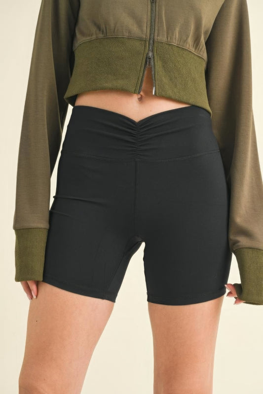 Ruched Waist Biker Shorts JoySkyBoutique