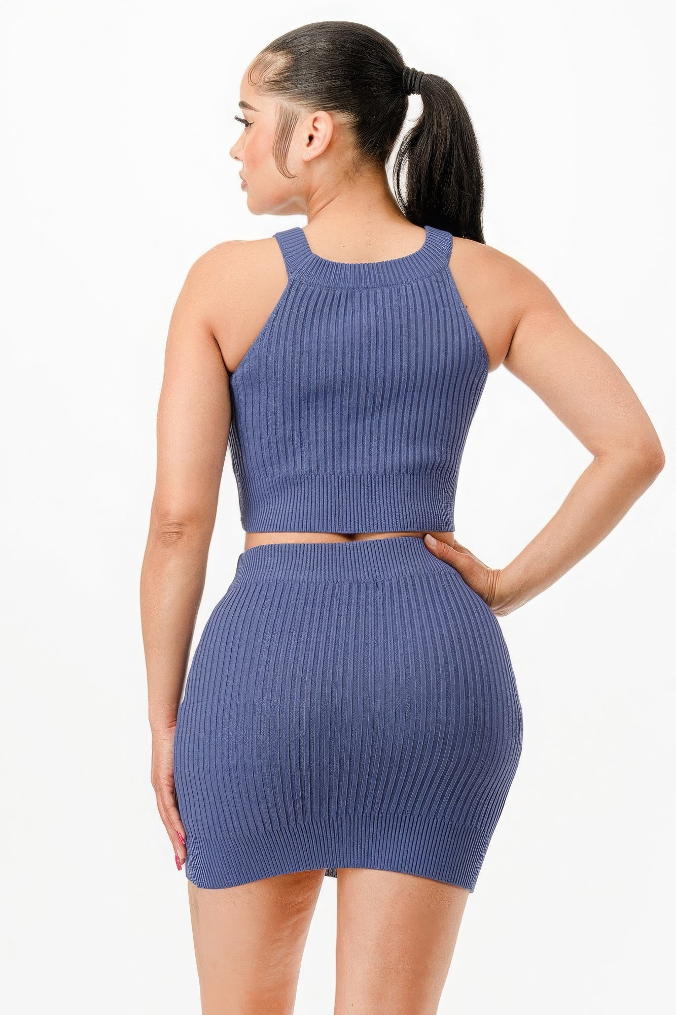 Halter Neck Tank Top And Bodycon Mini Skirt Set JoySkyBoutique