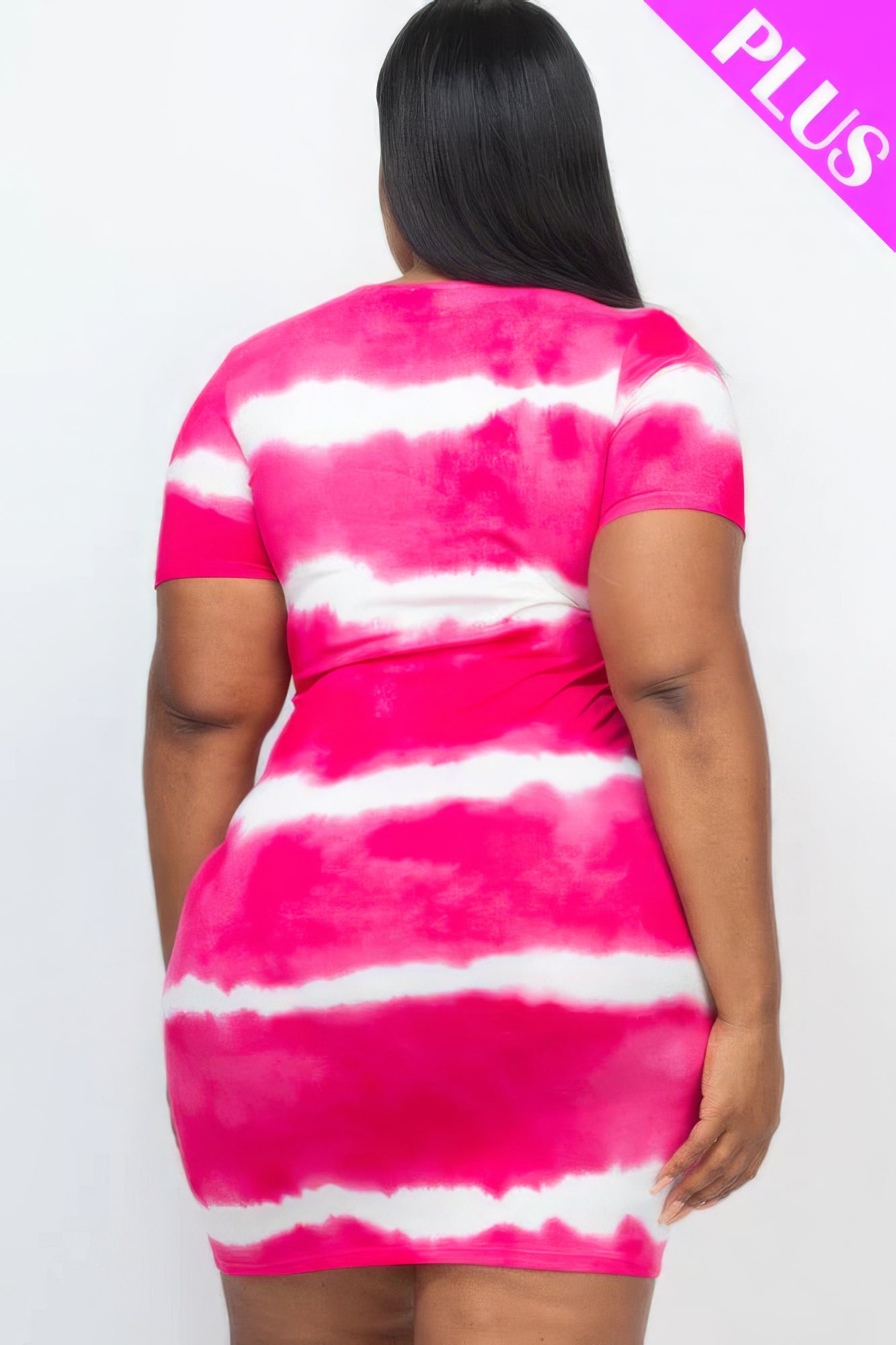 Plus Size Tie-dye Print Bodycon Dress JoySkyBoutique