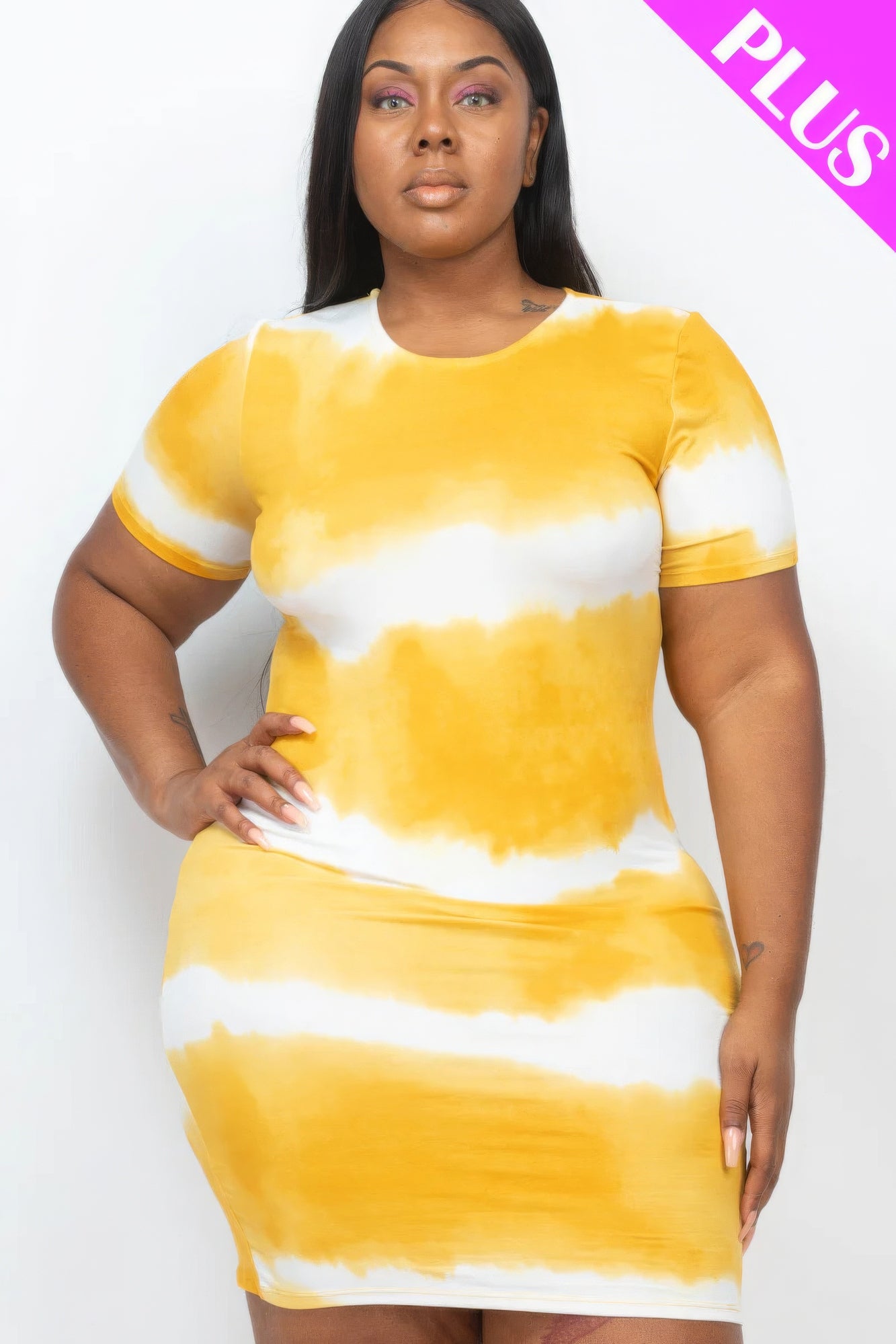 Plus Size Tie-dye Print Bodycon Dress JoySkyBoutique