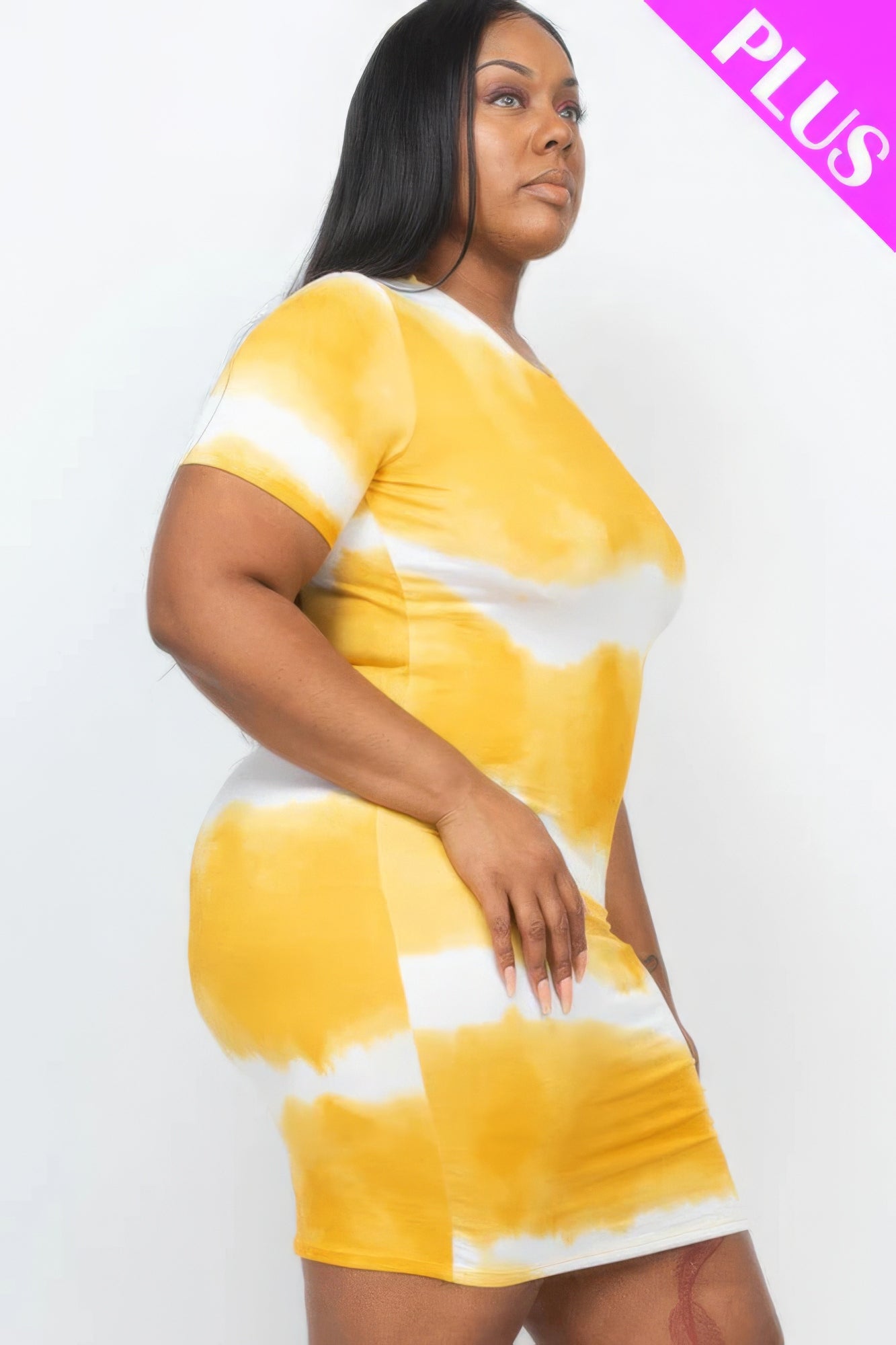 Plus Size Tie-dye Print Bodycon Dress JoySkyBoutique