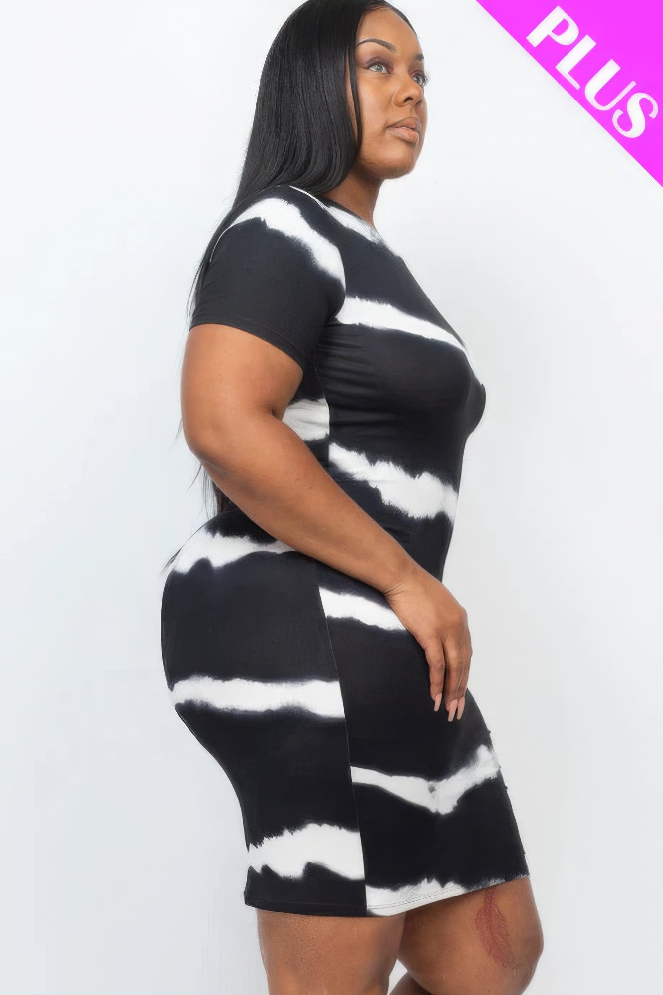 Plus Size Tie-dye Print Bodycon Dress JoySkyBoutique