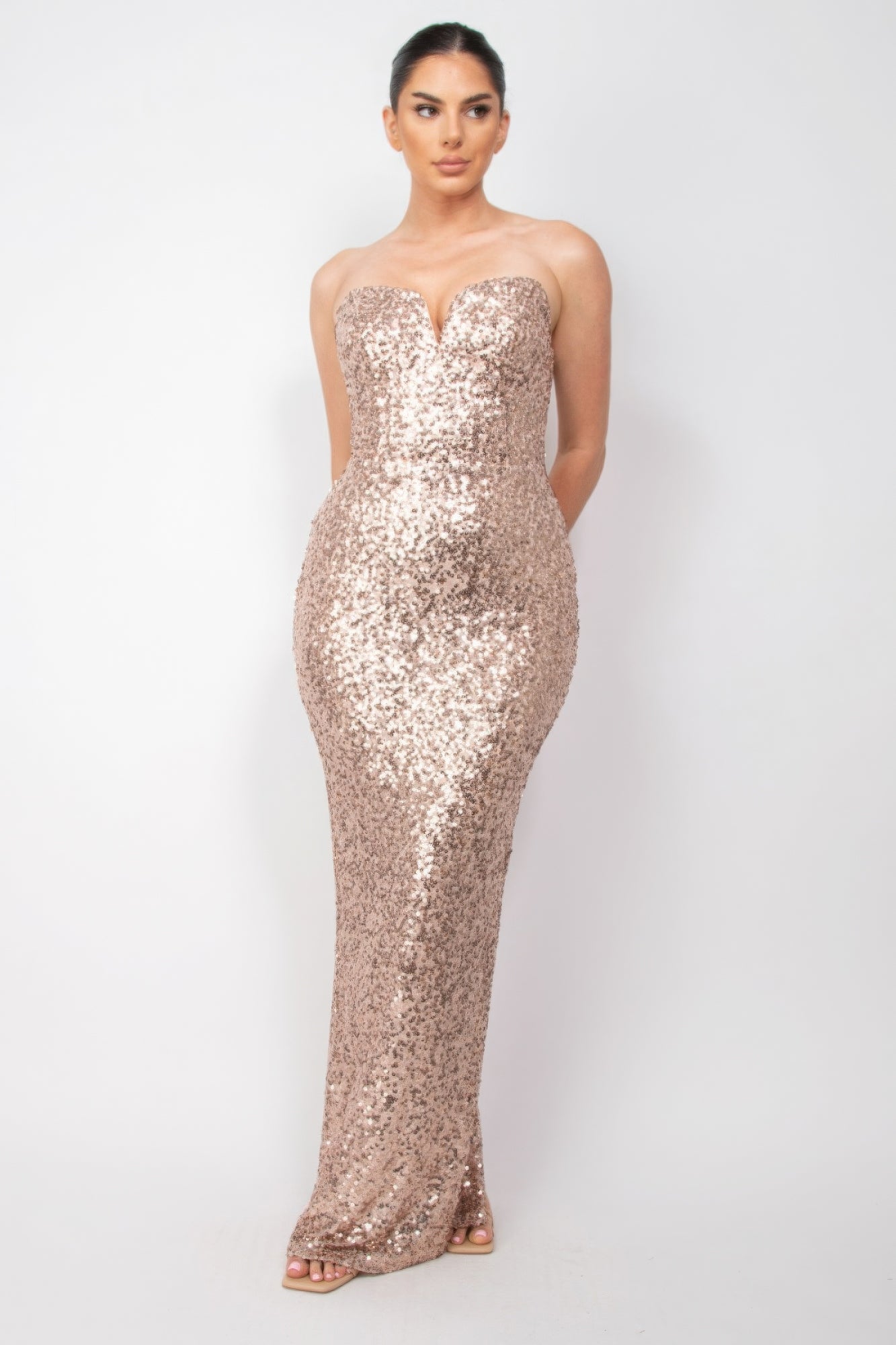 Sequin V-bar Crisscross Tube Dress JoySkyBoutique