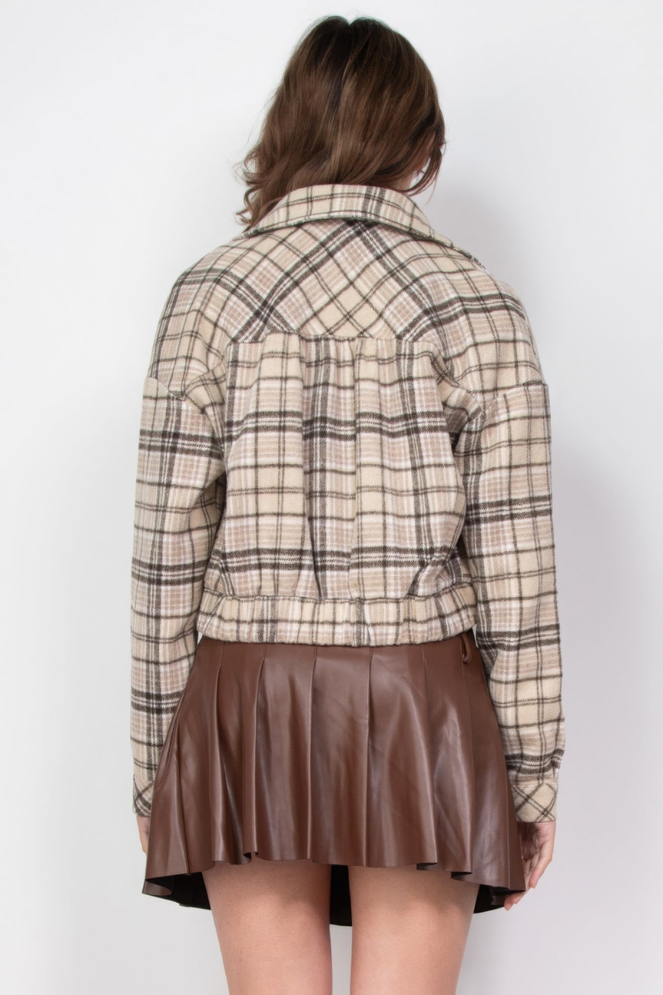 Plaid Button-down Crop Jacket JoySkyBoutique