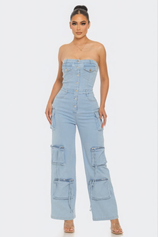 Stretch Denim Jumpsuit JoySkyBoutique