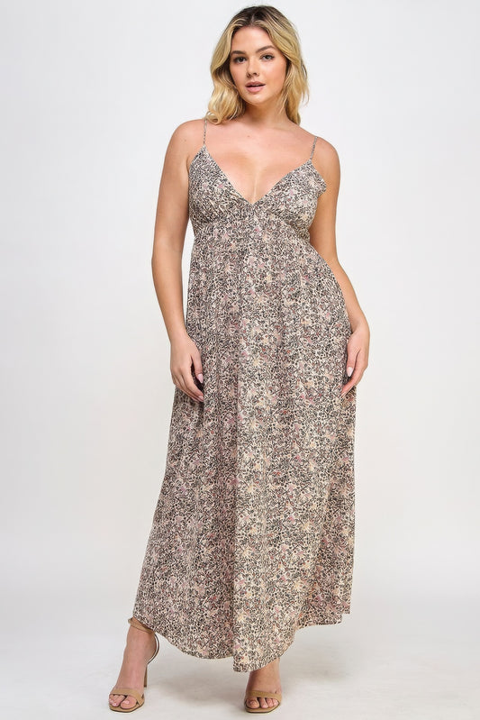 Floral Maxi Dress With Tie Back JoySkyBoutique