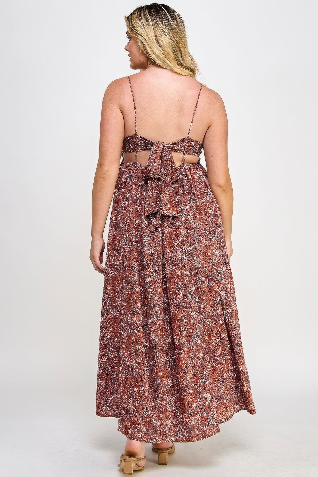 Floral Maxi Dress With Tie Back JoySkyBoutique