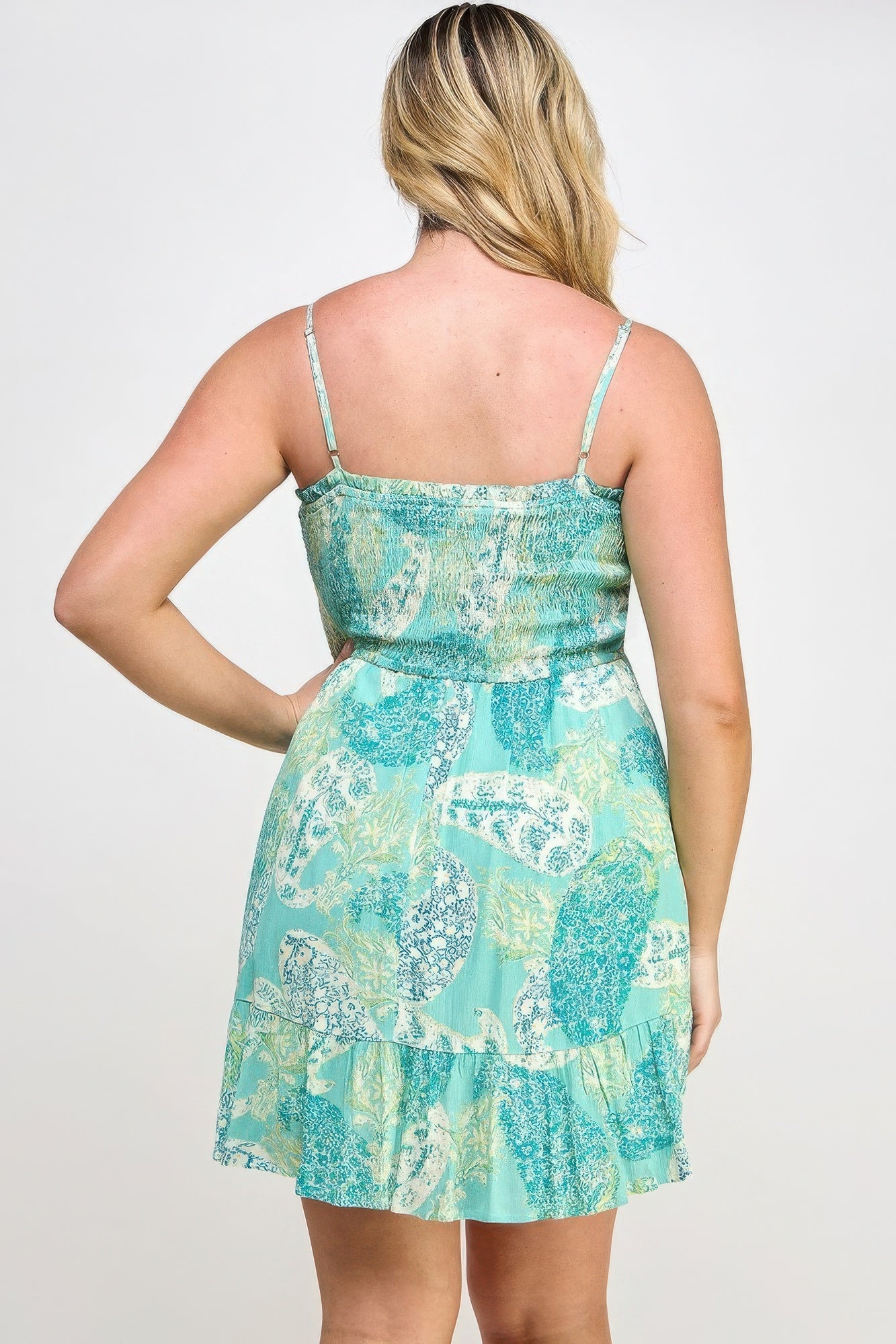 Plus Paisley Smocked Ruffle Mini Dress JoySkyBoutique