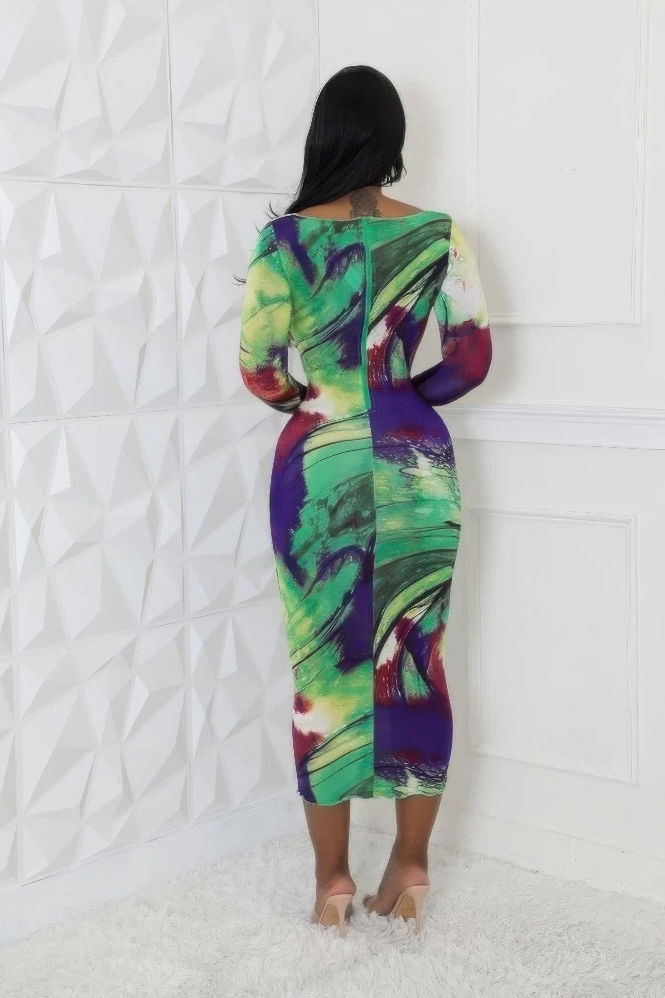 Round Neckline Stretch Dress JoySkyBoutique