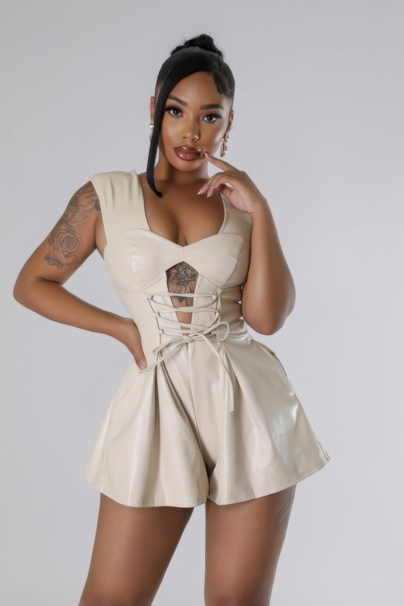 Semi-stretch Romper JoySkyBoutique