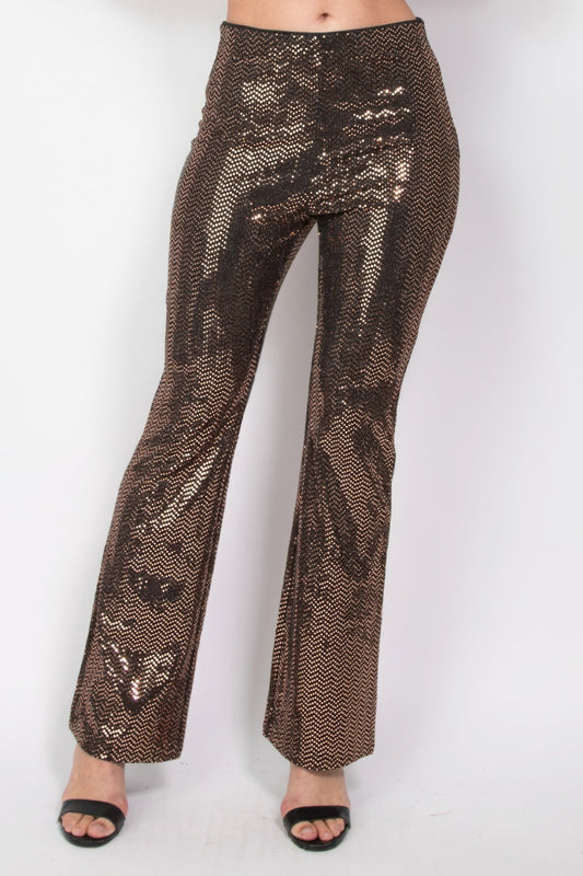 Sequined Fit & Flare Midrise Pants JoySkyBoutique