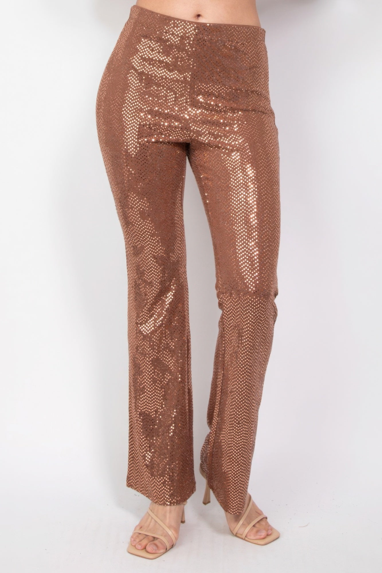 Sequined Fit & Flare Midrise Pants JoySkyBoutique