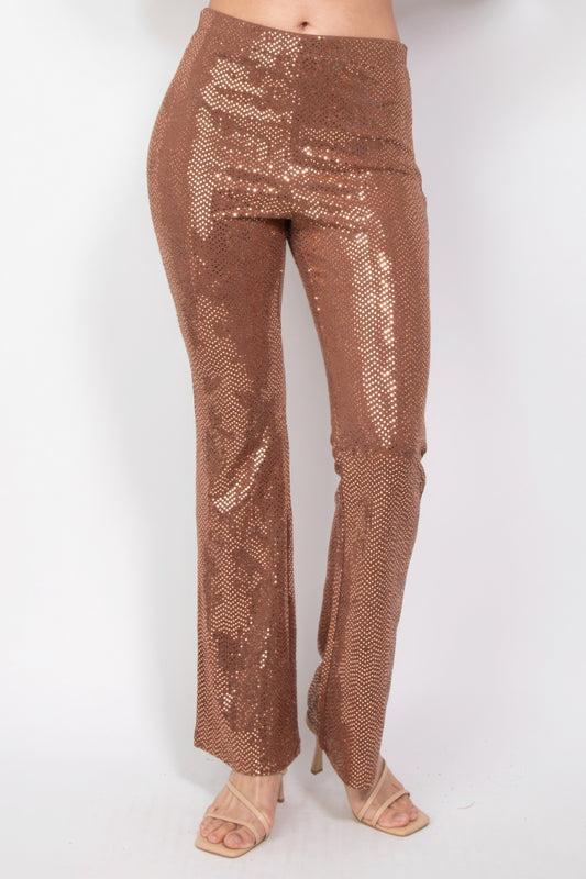 Sequined Fit & Flare Midrise Pants JoySkyBoutique