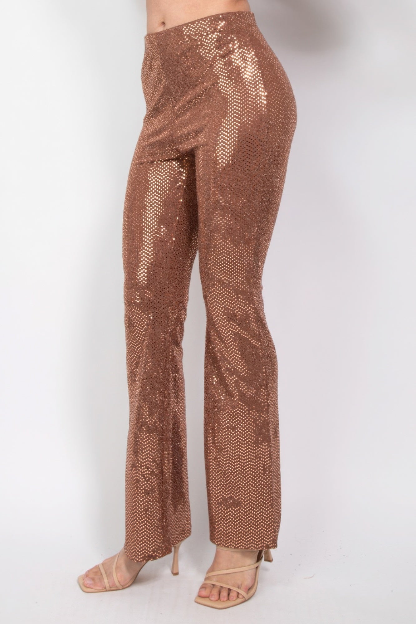 Sequined Fit & Flare Midrise Pants JoySkyBoutique