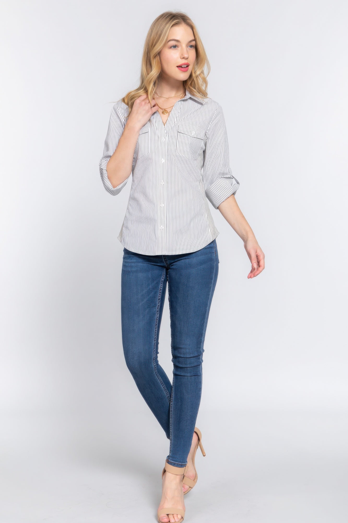 Long Slv Y/d Stripe Woven Shirt JoySkyBoutique