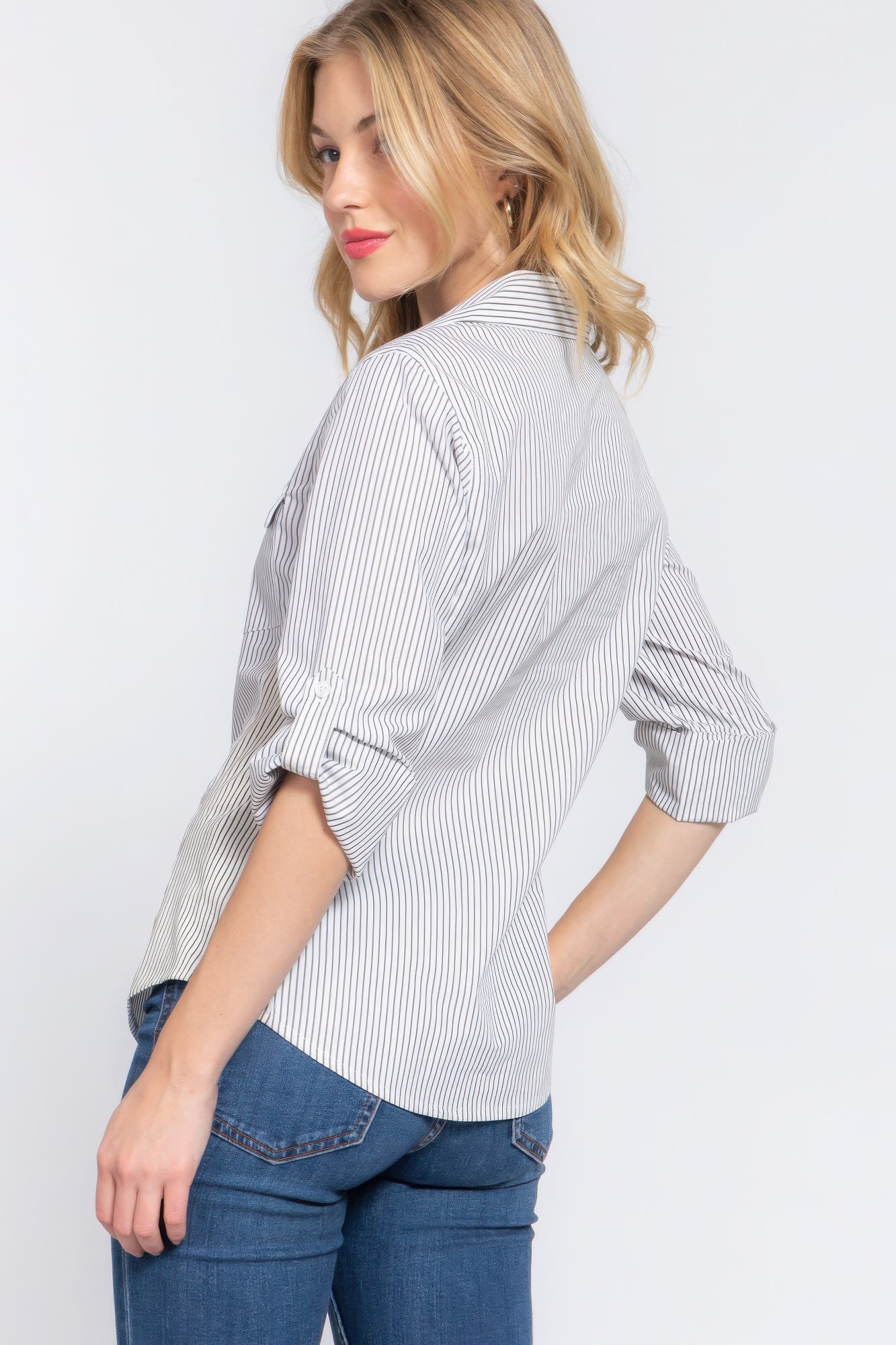 Long Slv Y/d Stripe Woven Shirt JoySkyBoutique