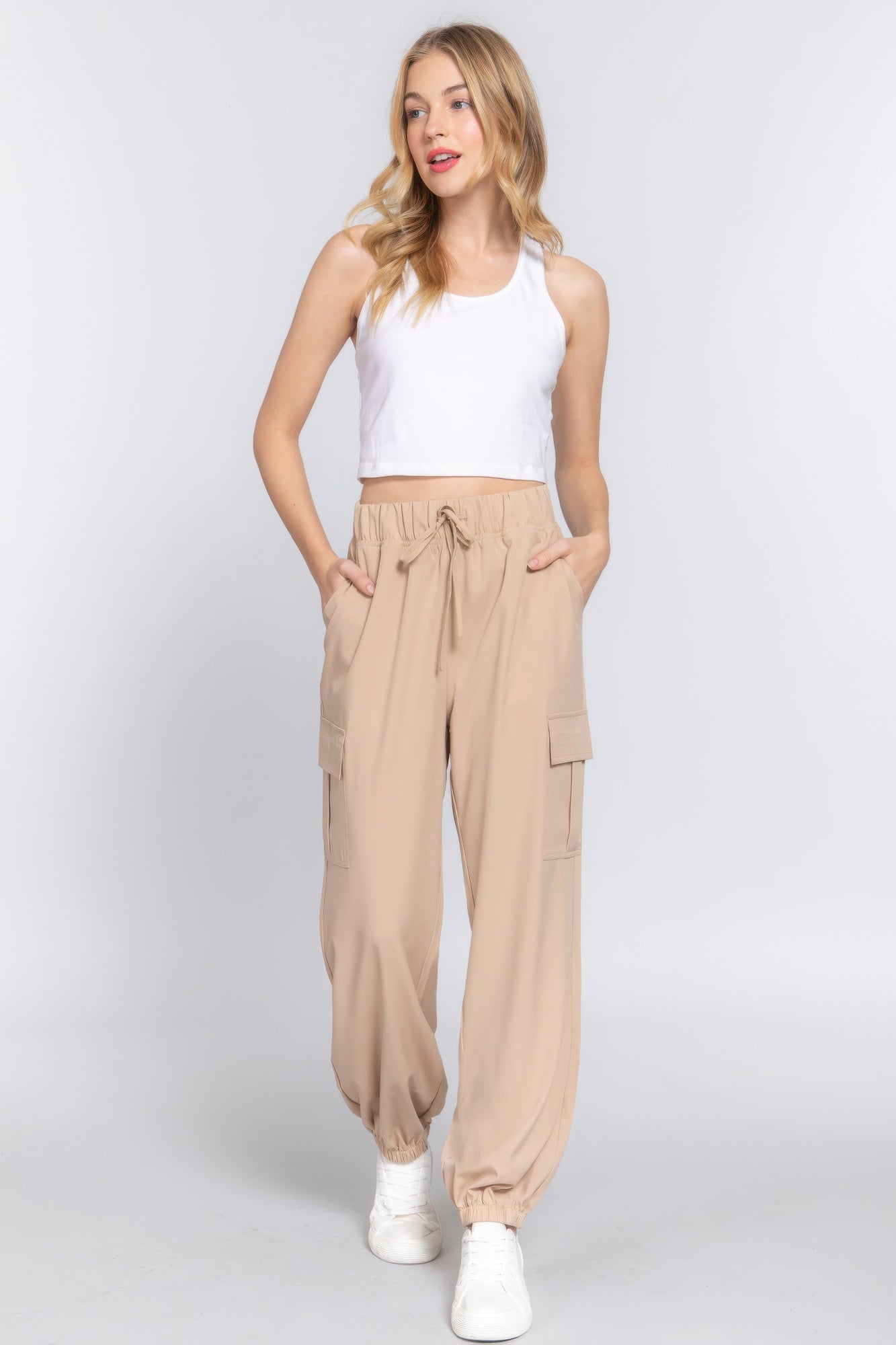 Light Weight Stretch Woven Cargo Jogger Pants JoySkyBoutique