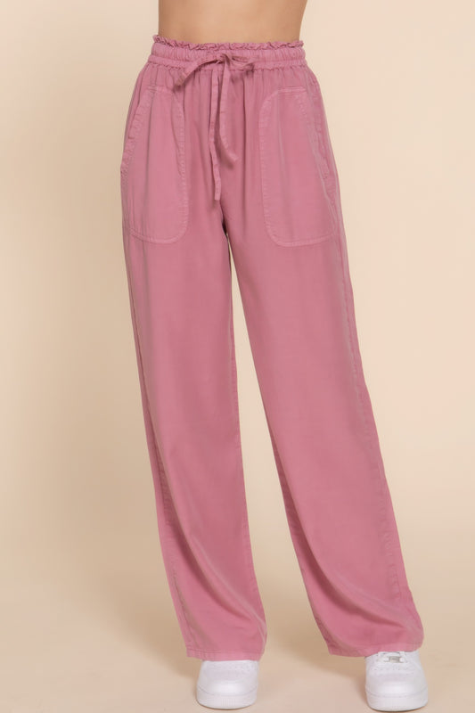 Elastic Waist Tencel Long Pants JoySkyBoutique