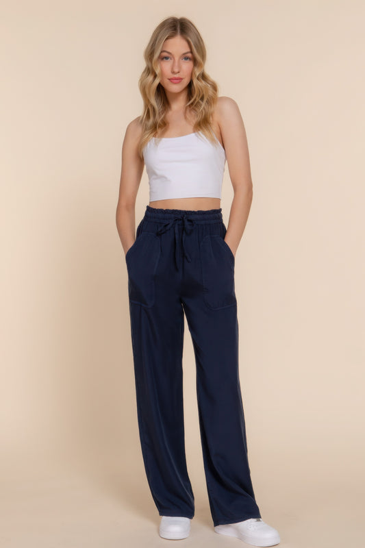 Elastic Waist Tencel Long Pants JoySkyBoutique