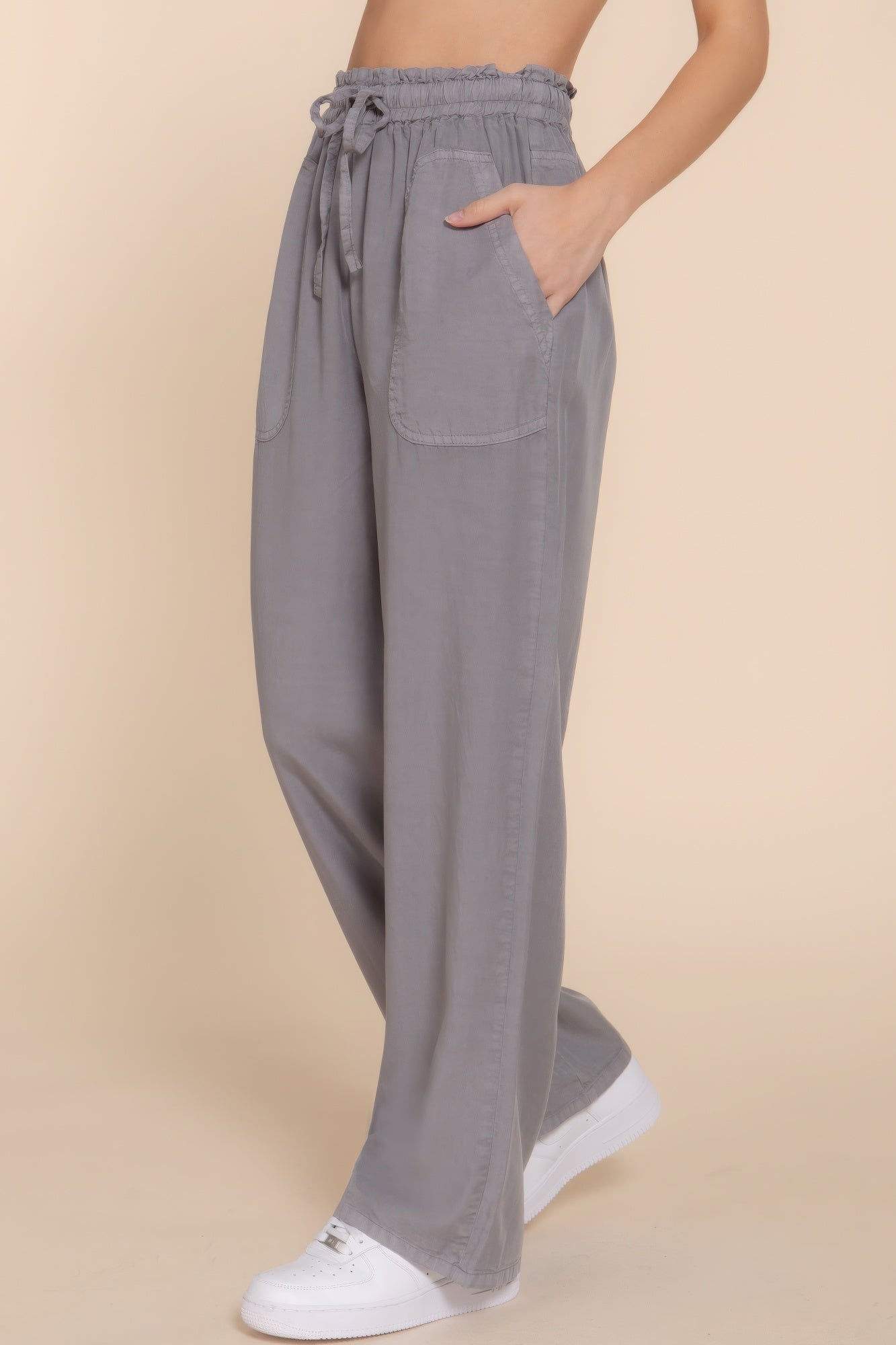 Elastic Waist Tencel Long Pants JoySkyBoutique