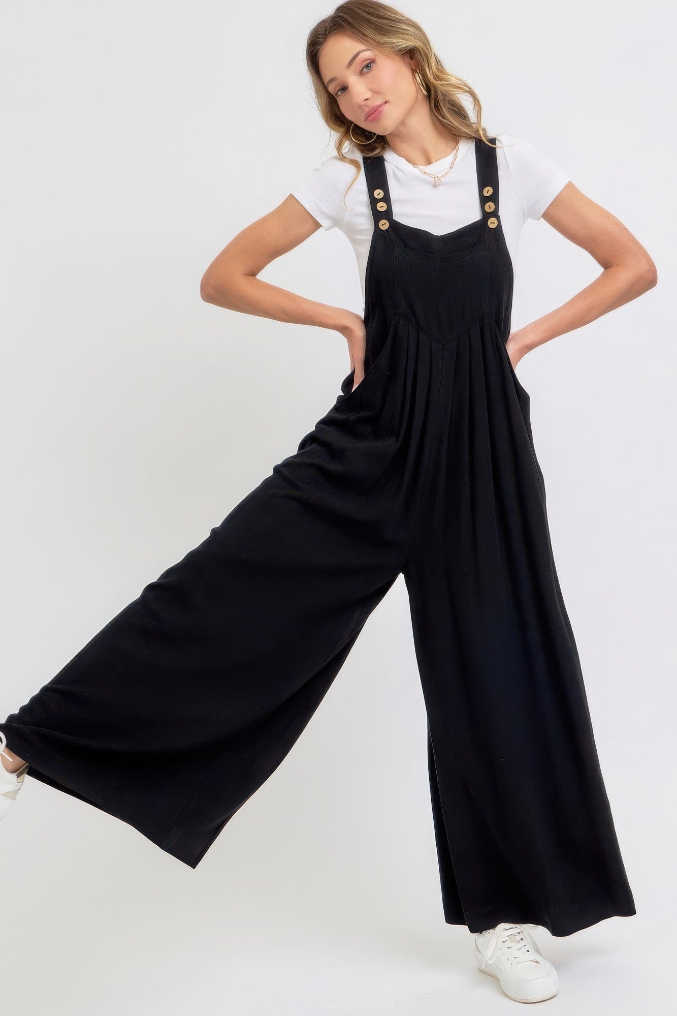 Adjustable Strap Overall Wide Leg Jumpsuit JoySkyBoutique