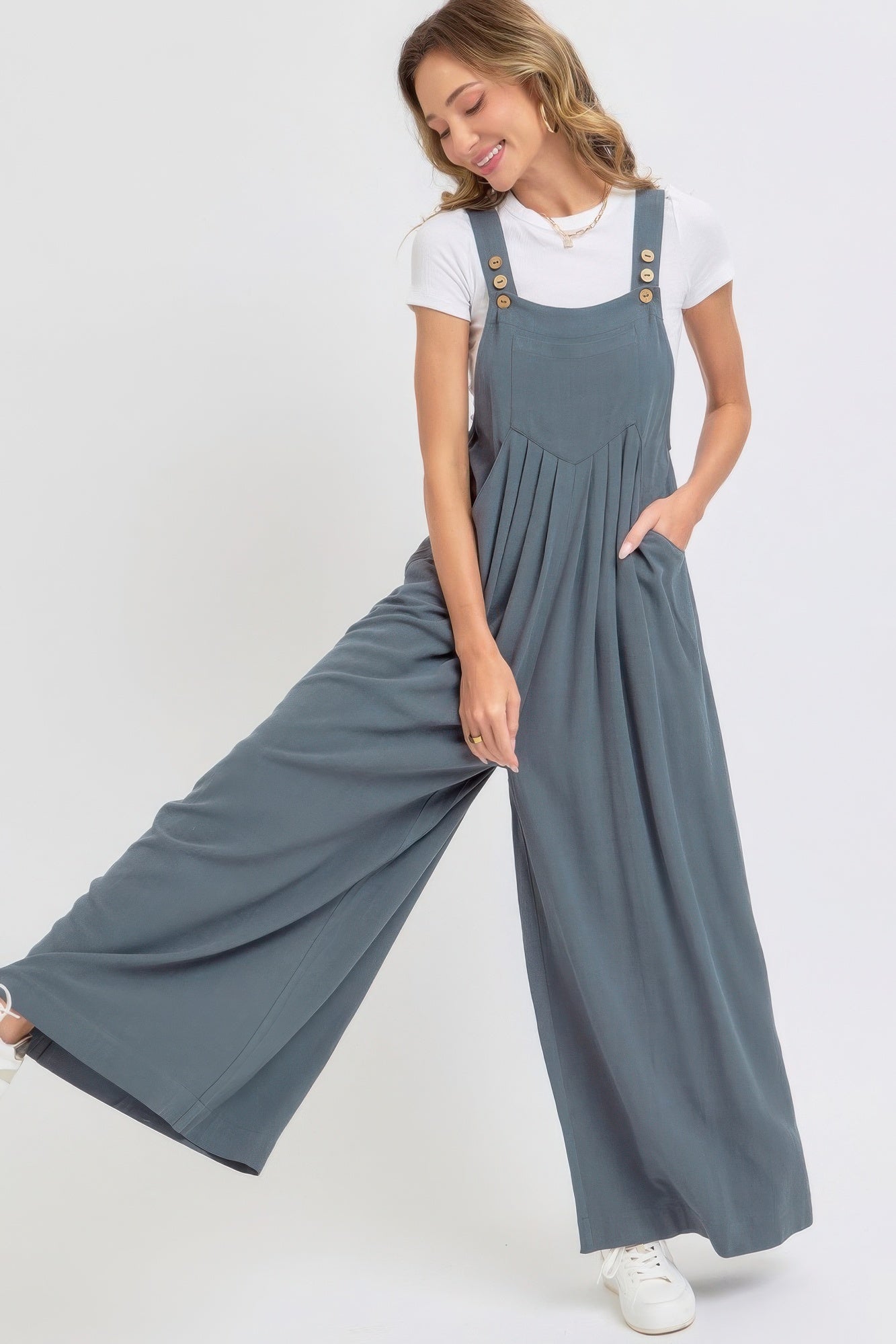 Adjustable Strap Overall Wide Leg Jumpsuit JoySkyBoutique