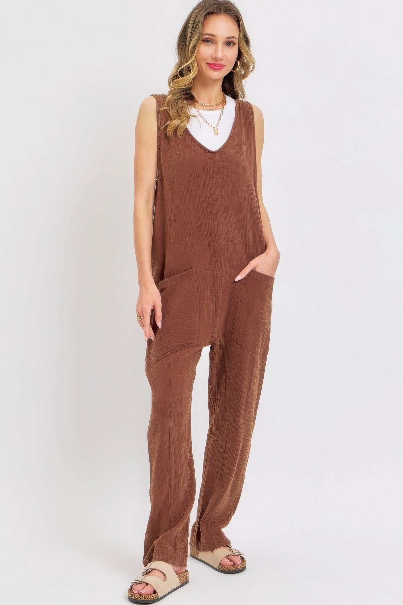 Mineral Washed Summer Jumpsuit JoySkyBoutique