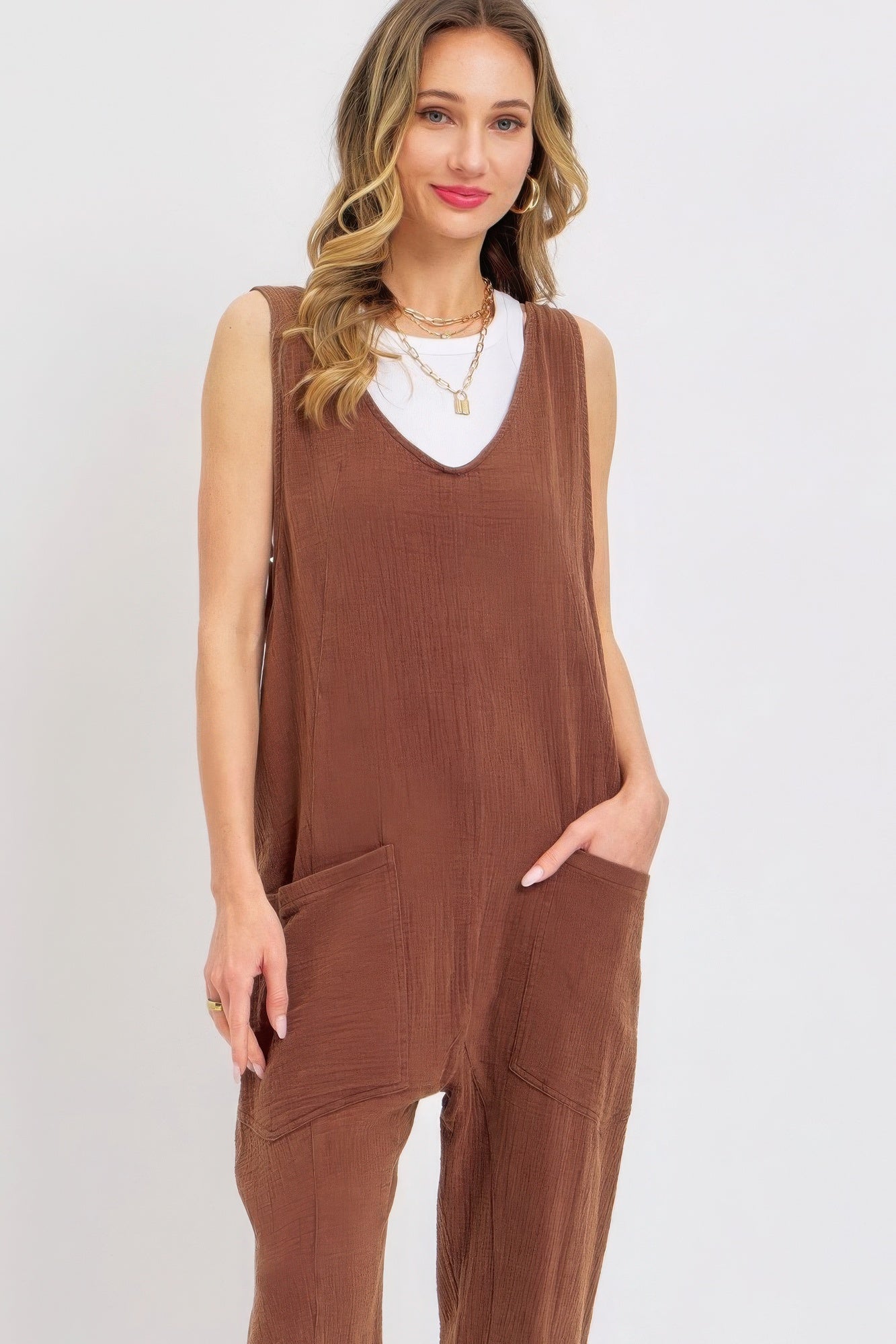 Mineral Washed Summer Jumpsuit JoySkyBoutique