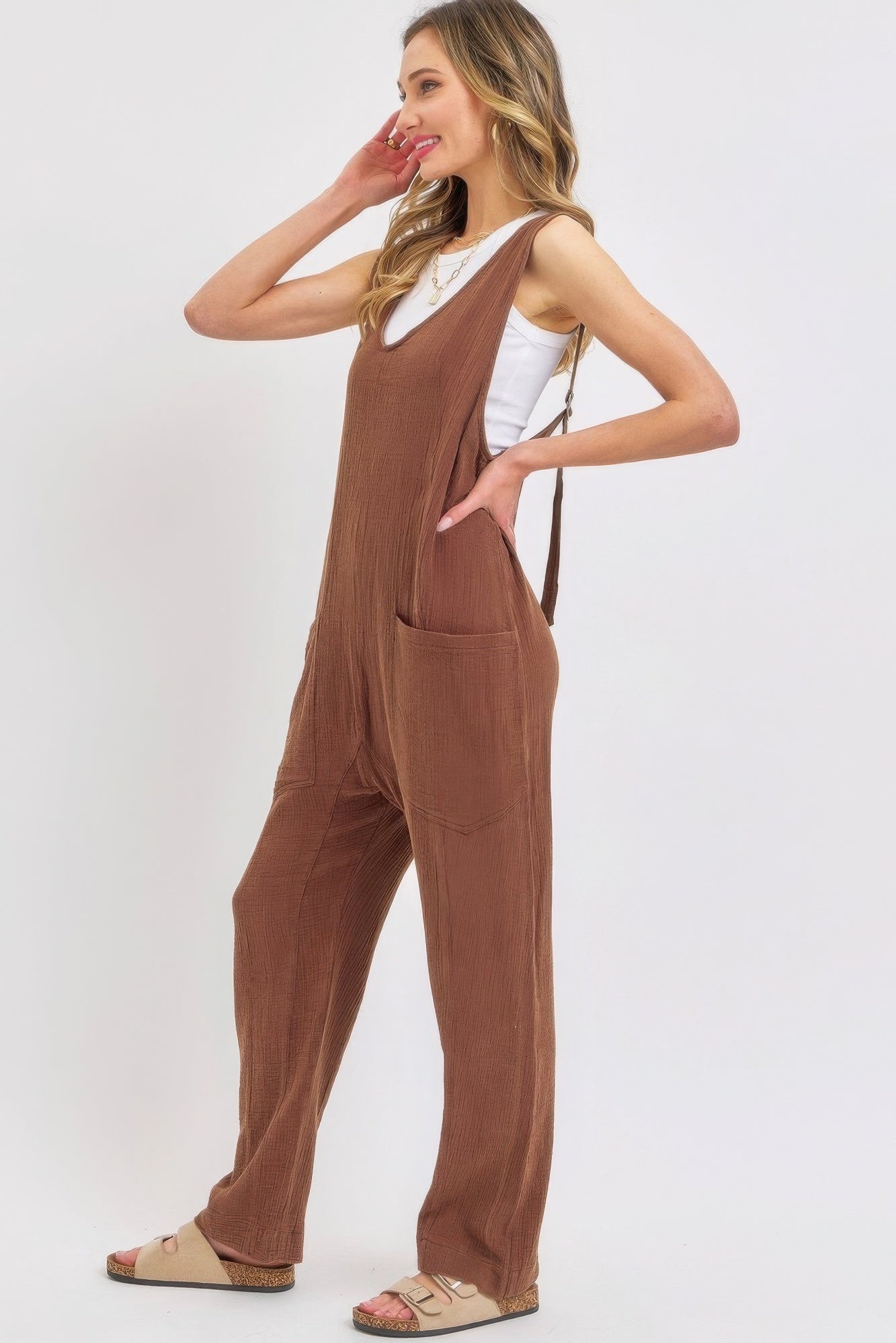 Mineral Washed Summer Jumpsuit JoySkyBoutique