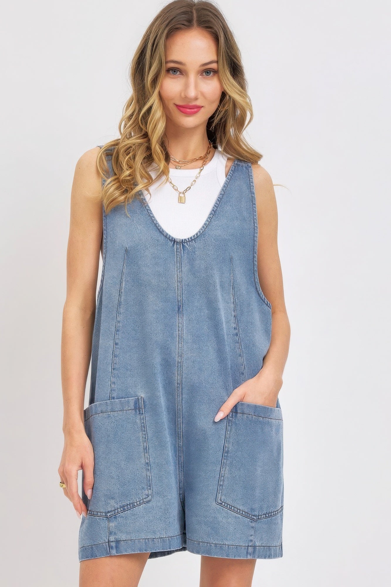 Summer Denim Overall Romper JoySkyBoutique