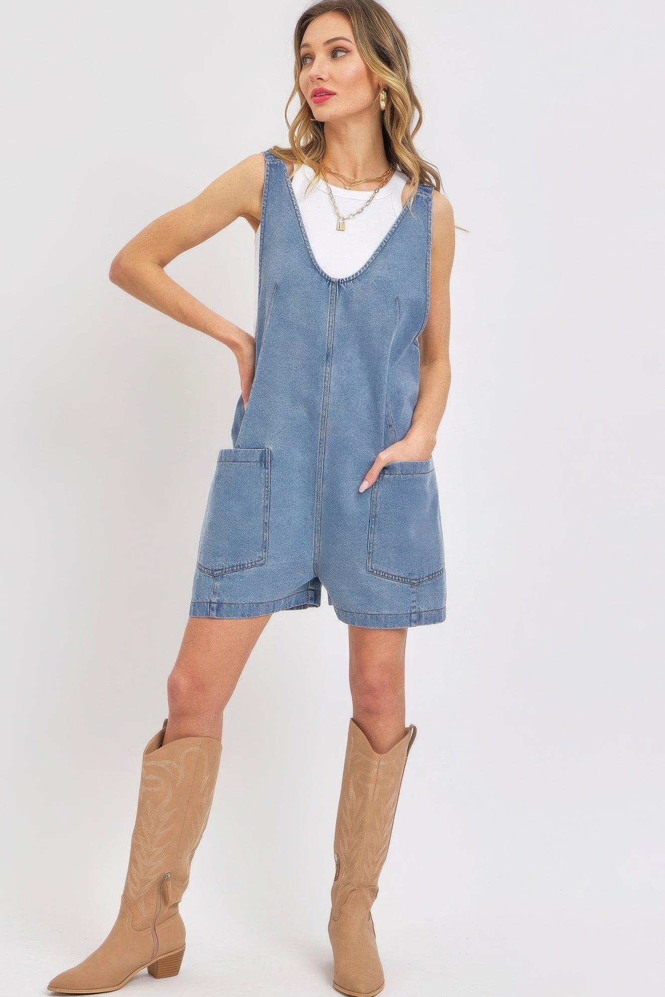 Summer Denim Overall Romper JoySkyBoutique