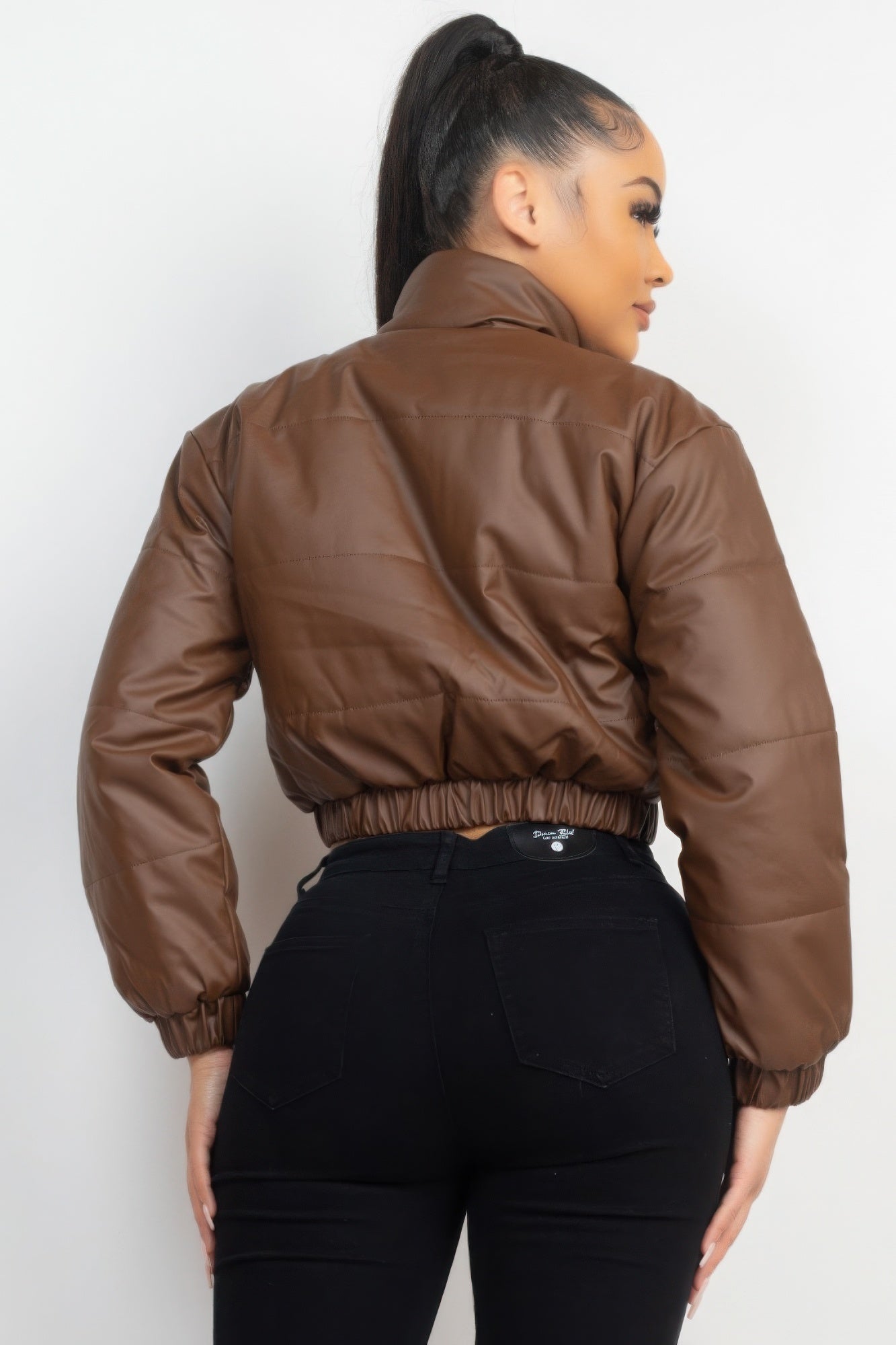 Snap Button Padded Crop Jacket JoySkyBoutique