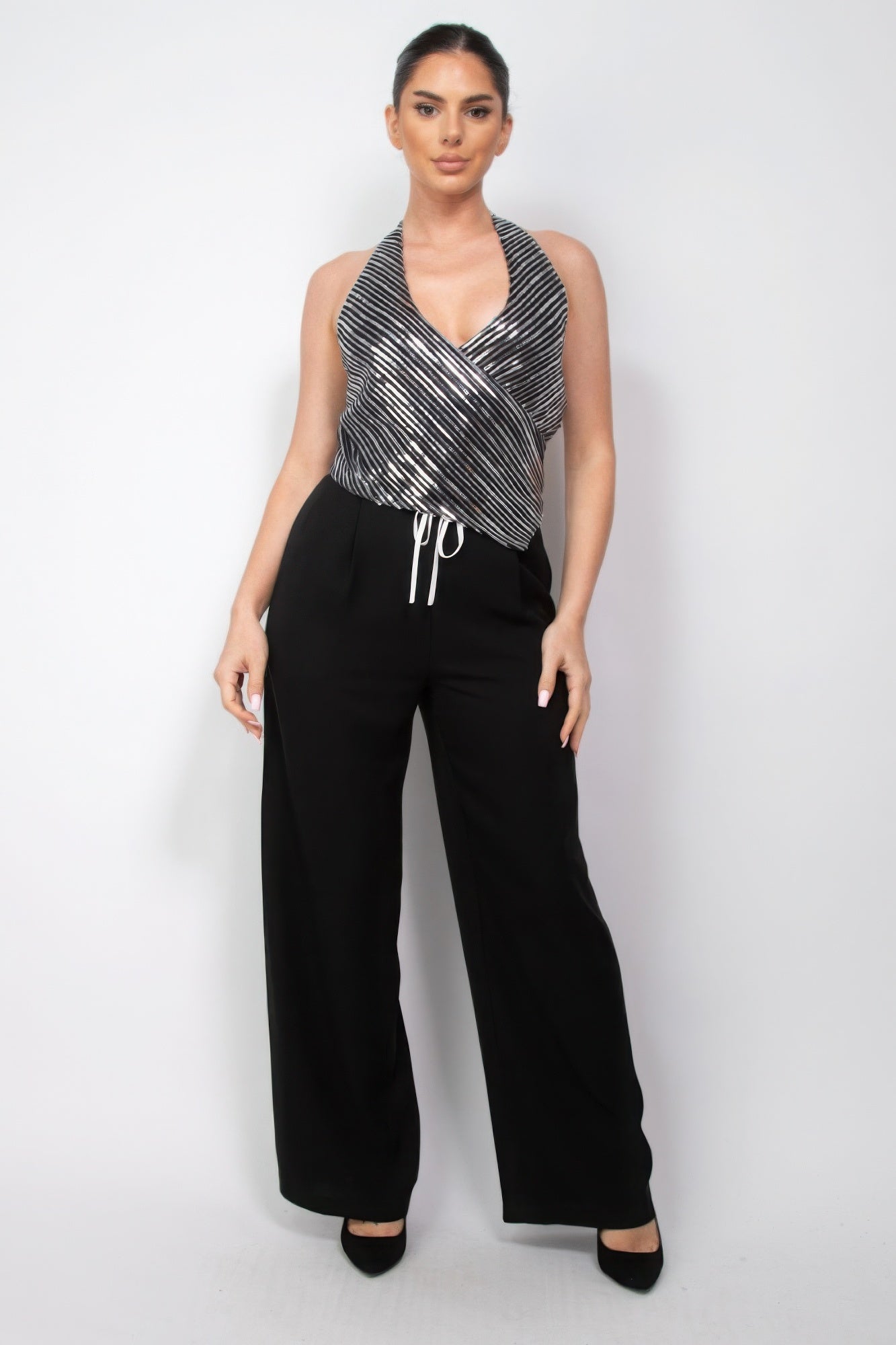 Surplice Halter Sequin Top JoySkyBoutique