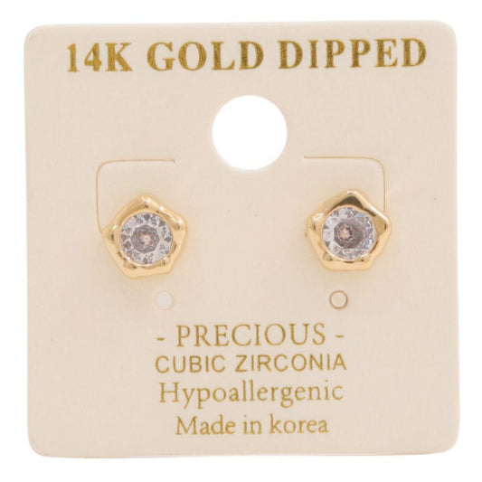 14k Gold Dipped Cz Stone Stud Earring JoySkyBoutique