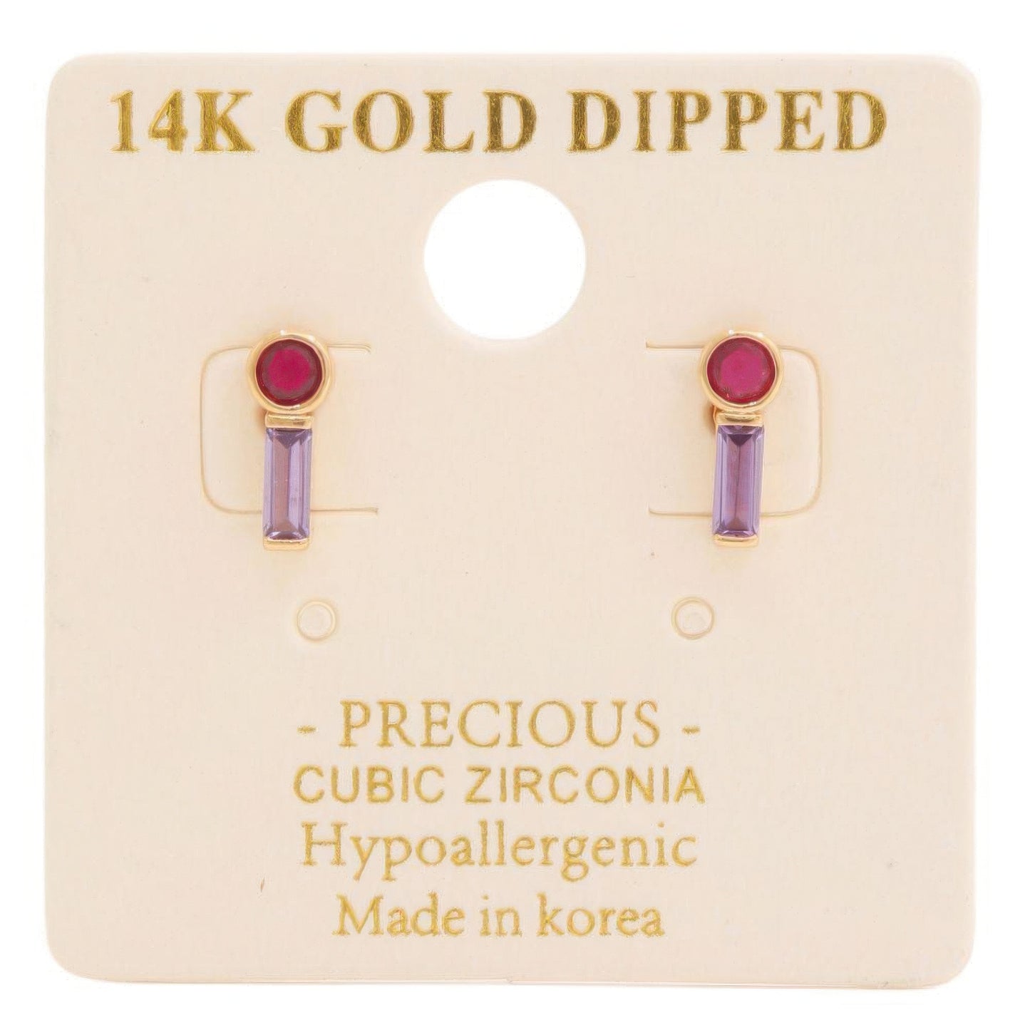 14k Gold Dipped Cz Stone Stud Earring JoySkyBoutique