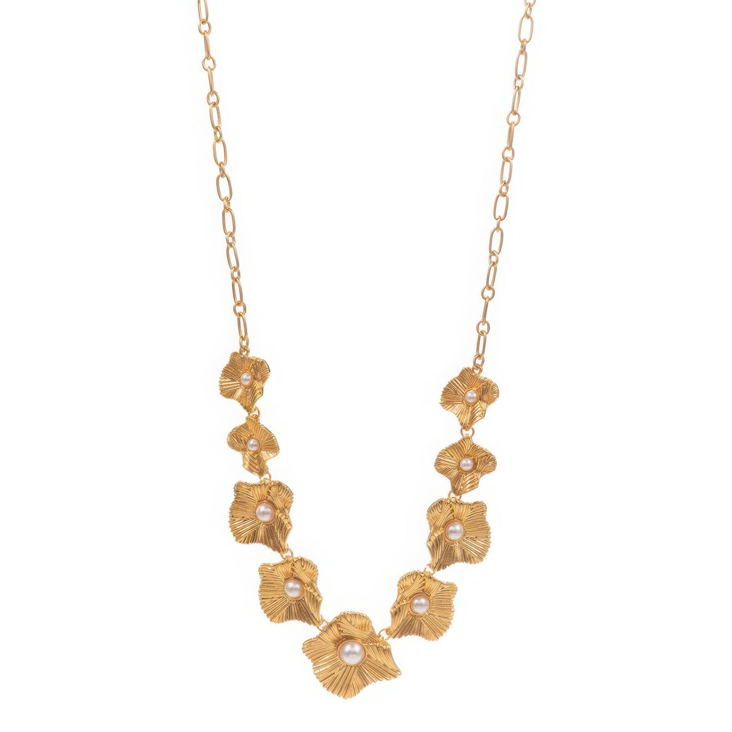 Flower shaped vintage pearl station short necklace JoySkyBoutique