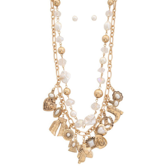 Western charm beaded layered necklace JoySkyBoutique