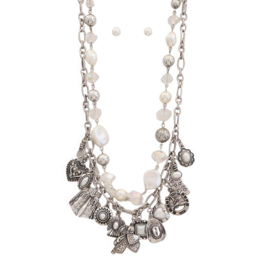 Western charm beaded layered necklace JoySkyBoutique
