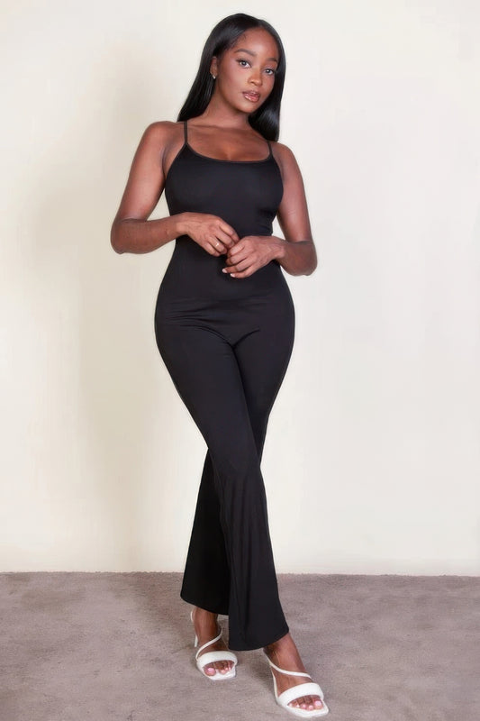 Ribbed sleeveless wide leg jumpsuit JoySkyBoutique