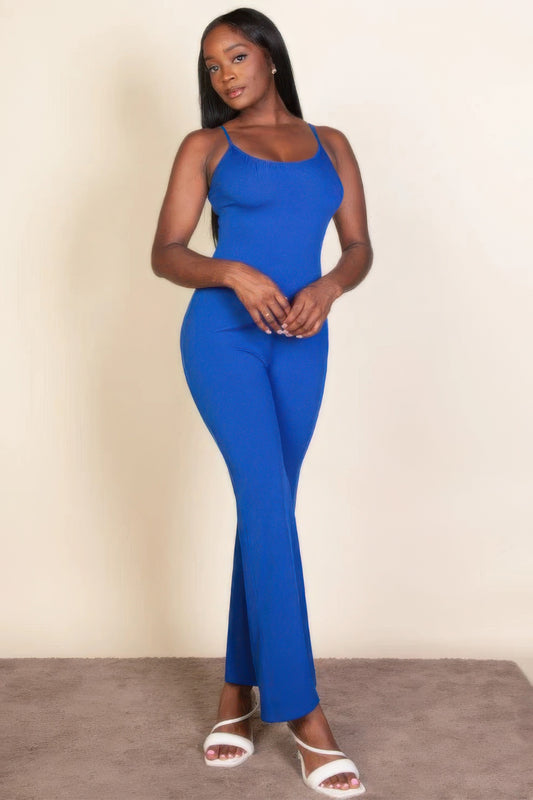 Ribbed sleeveless wide leg jumpsuit JoySkyBoutique